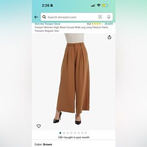 Amazon- Tronjori High Waisted Brown Trousers